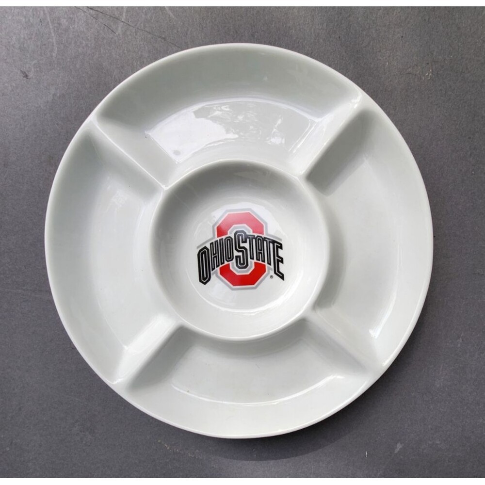The Ohio State University Ceramic Divided Appetizer Serving OSU Buckeyes Plate